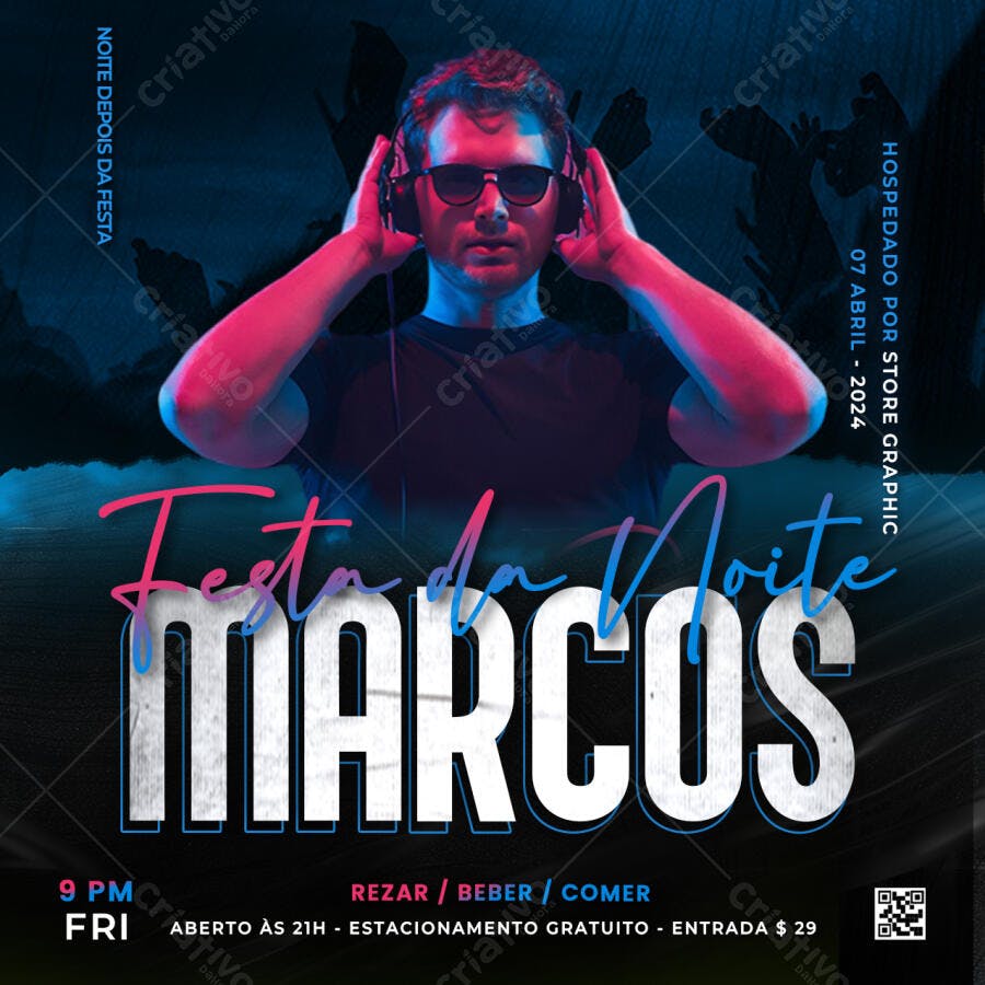 Flyer Festa da Noite Balada DJ PSD Editável