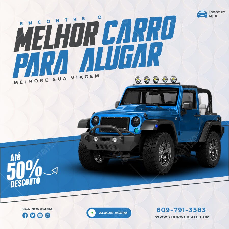 Post Instagram Locadora Carros Aluguel PSD Editável