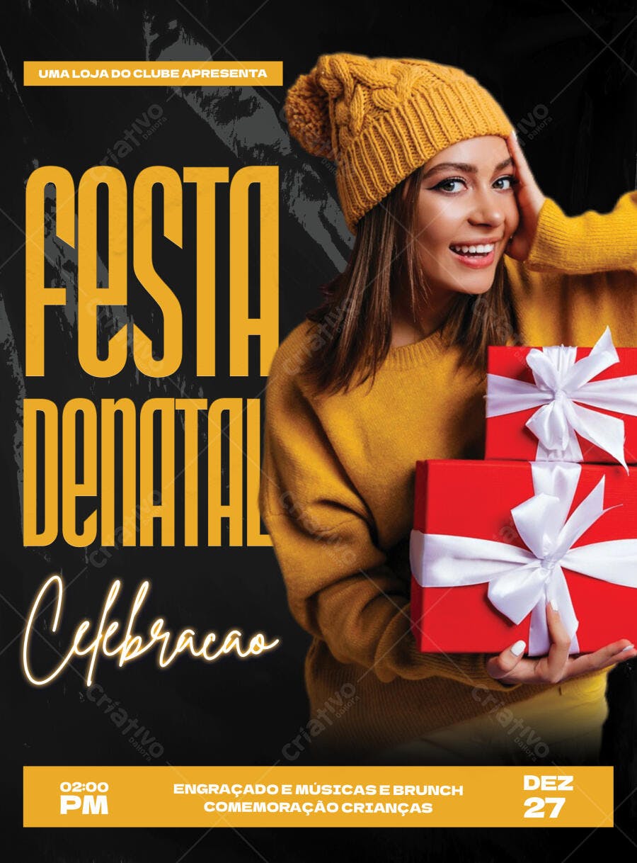 Flyer Festa de Natal Celebração Dezembro PSD Editável