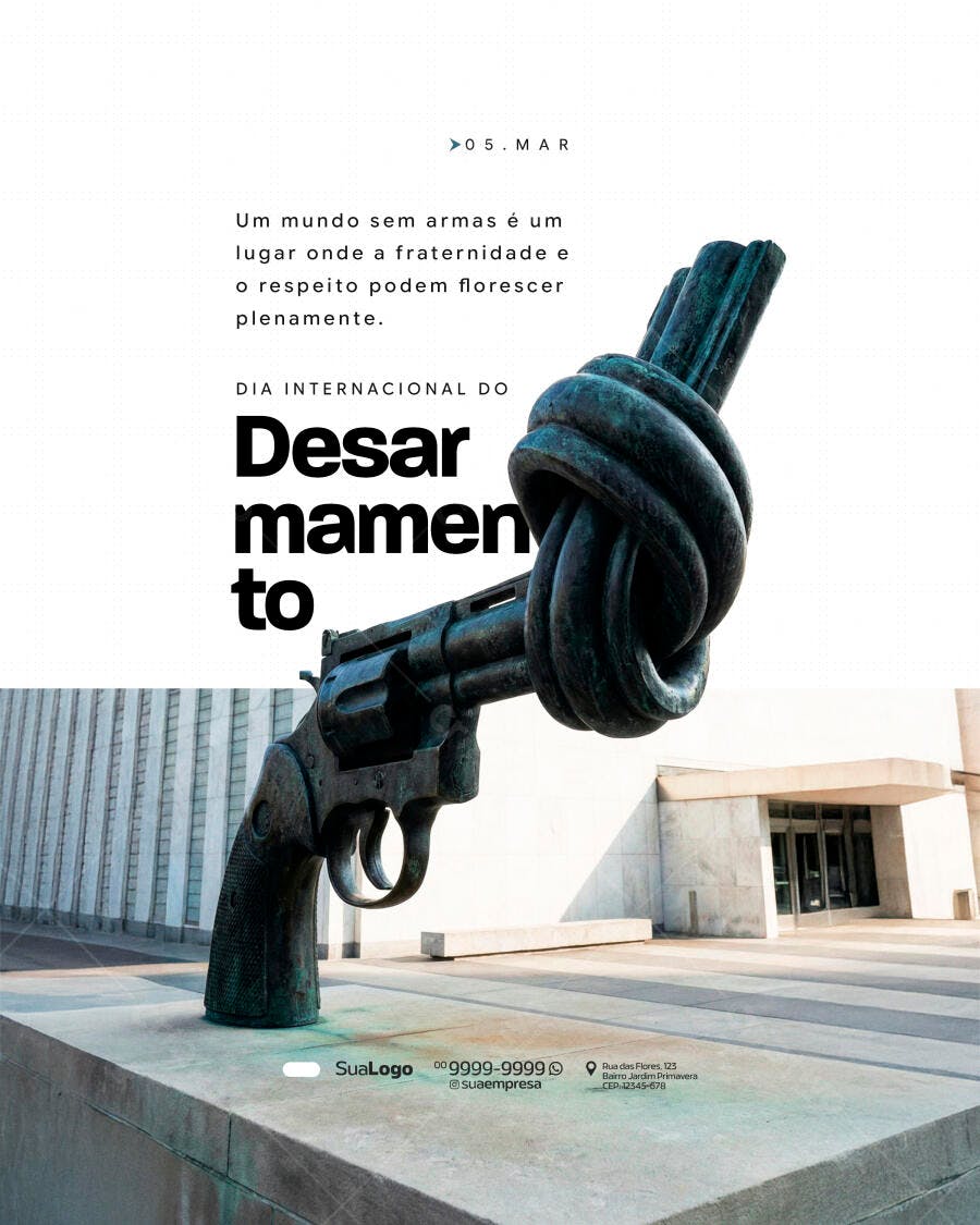 Post Dia Internacional do Desarmamento 5 de Março PSD Editável