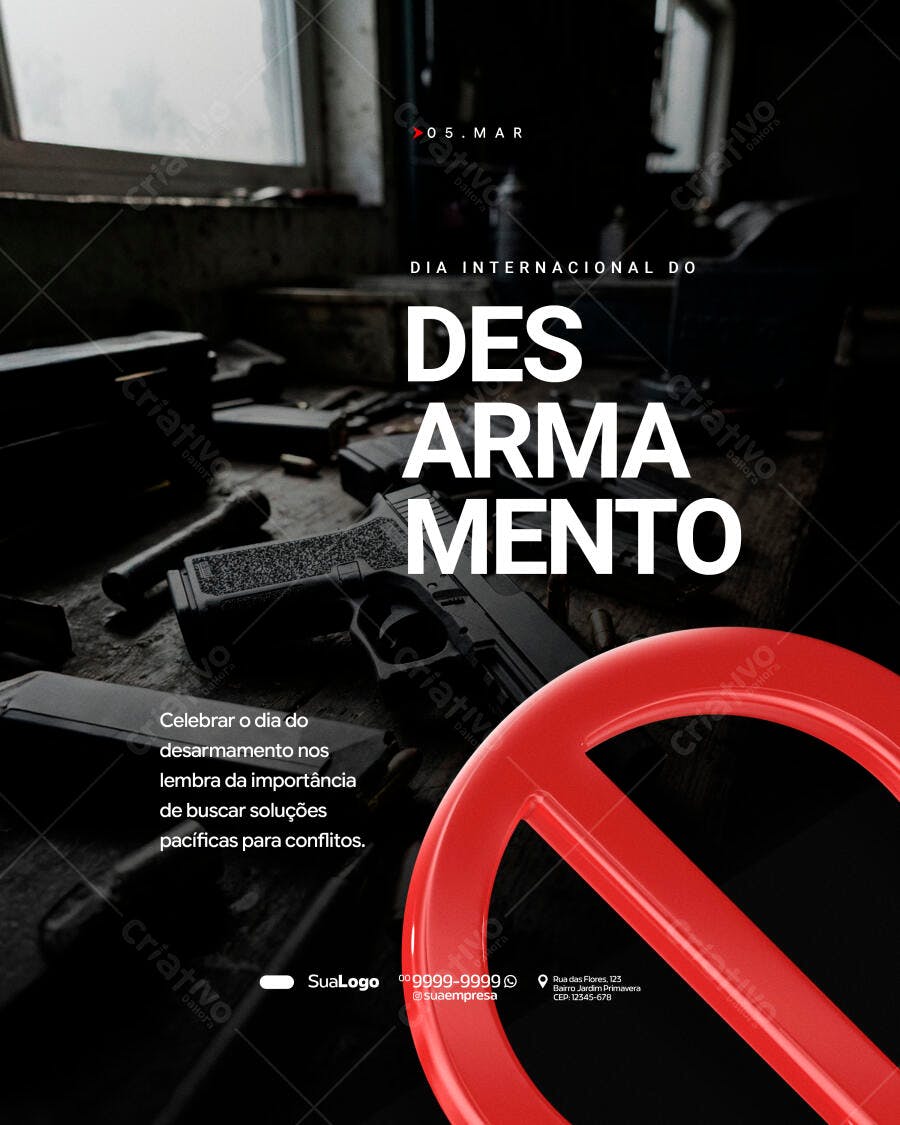 Post Instagram Dia Internacional do Desarmamento PSD Editável