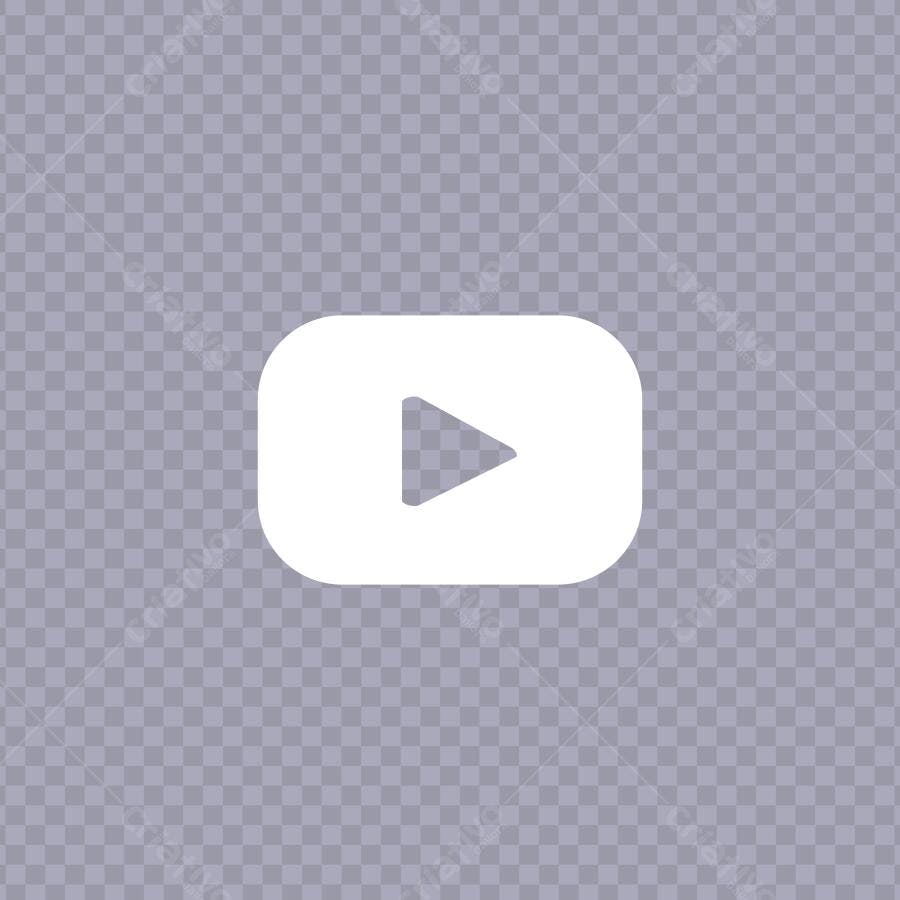 Ícone YouTube Play Branco Flat Design PNG Fundo Transparente