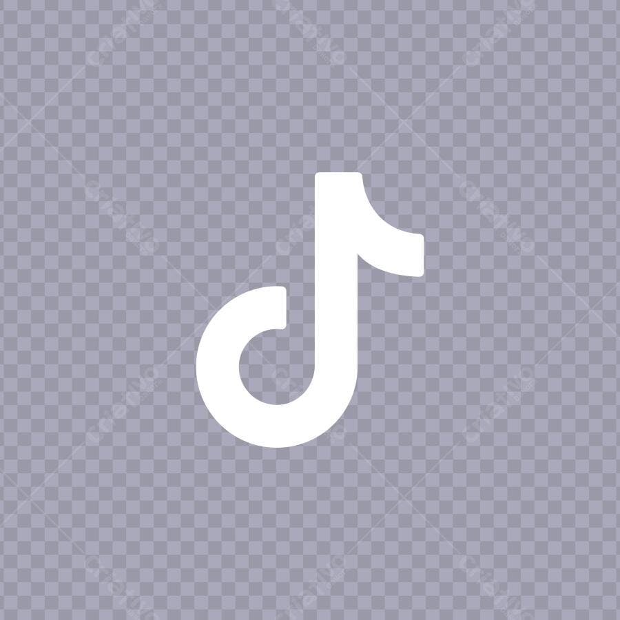 Ícone TikTok Branco Flat Design PNG Fundo Transparente