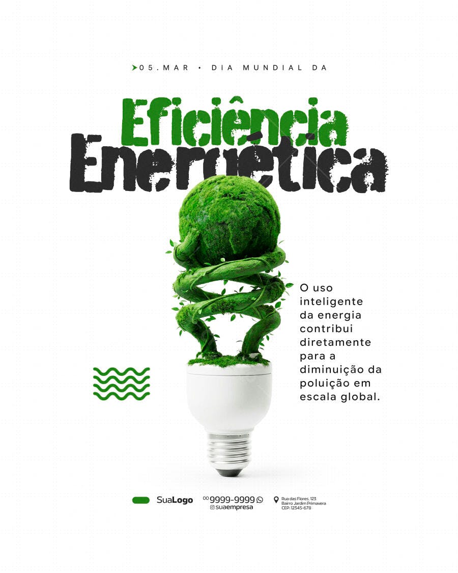 Post Instagram Dia Mundial Eficiência Energética PSD Editável