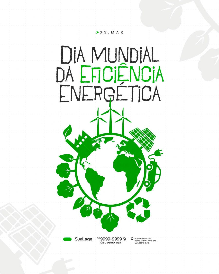 Post Instagram Dia Mundial Eficiência Energética PSD Editável