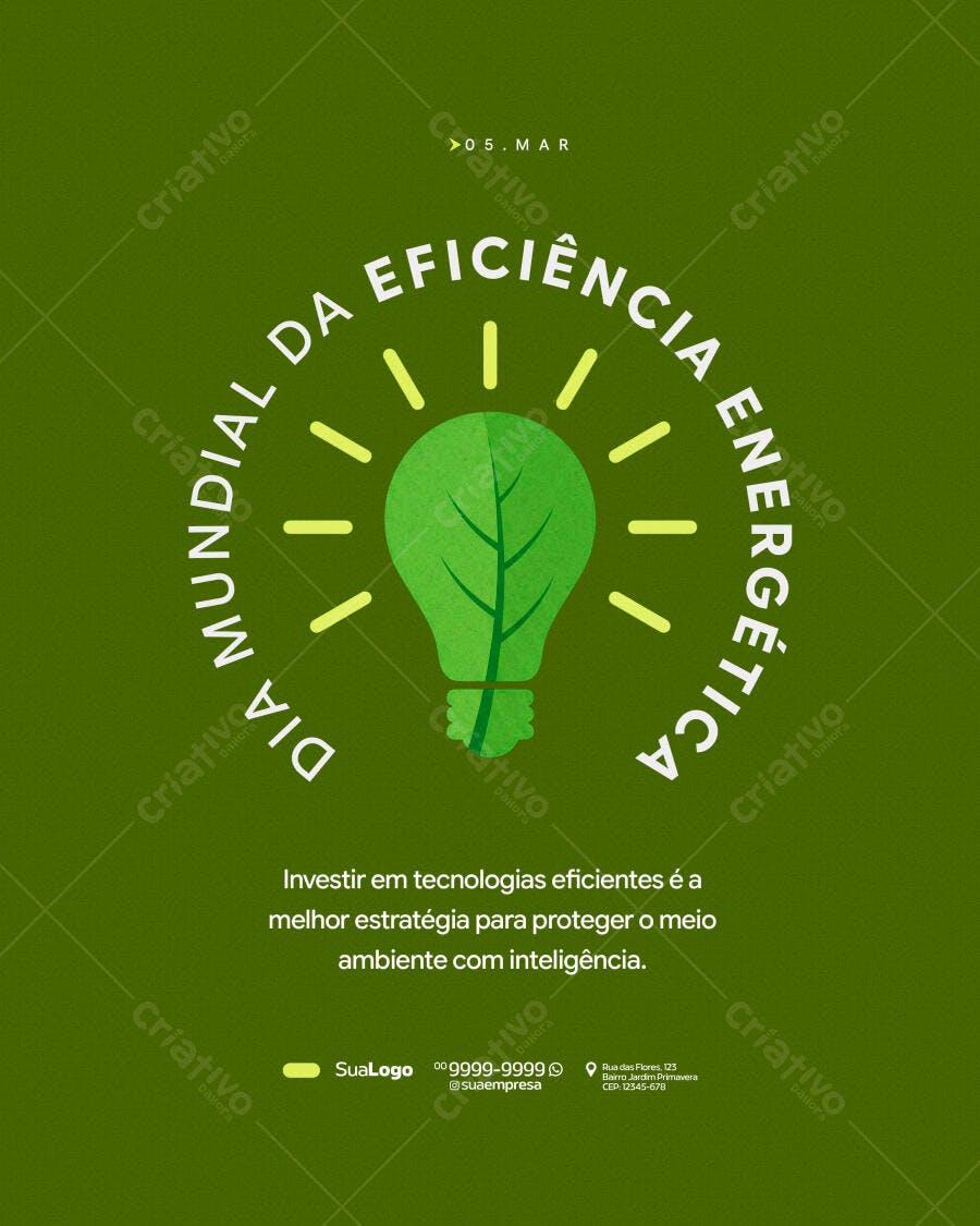 Post Dia Mundial Eficiência Energética Março PSD Editável