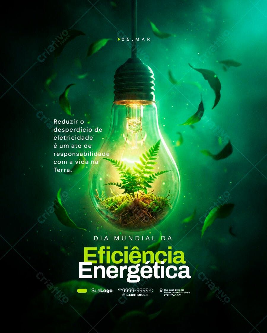Post Instagram Dia Mundial Eficiência Energética PSD Editável