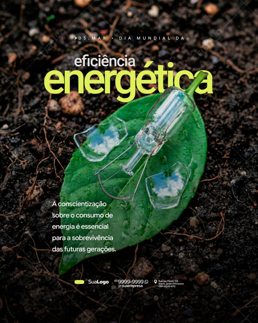 Post Instagram Eficiência Energética 5 de Março PSD Editável