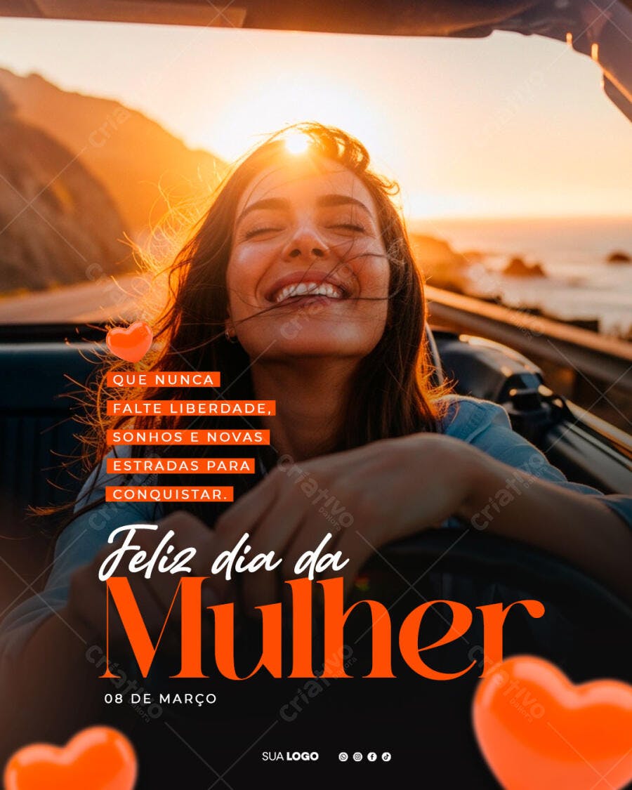 Post Dia Internacional da Mulher 8 de Março PSD Editável