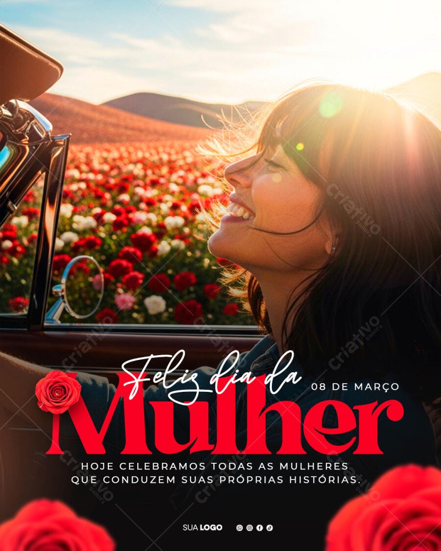 Post Instagram Dia da Mulher 8 de Março PSD Editável