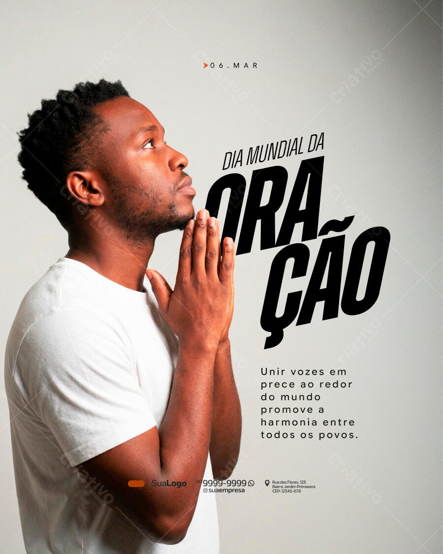Post Dia Mundial da Oração Março PSD Editável