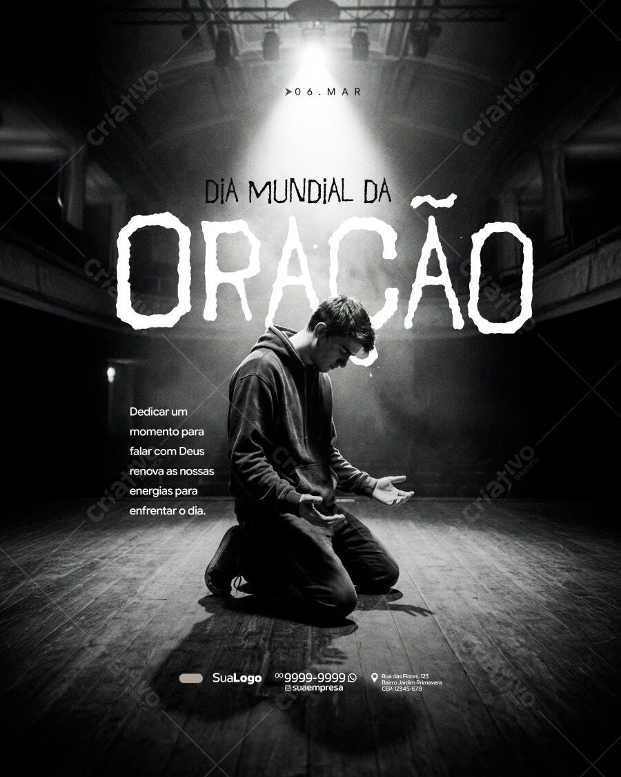 Post Instagram Dia Mundial da Oração Março PSD Editável