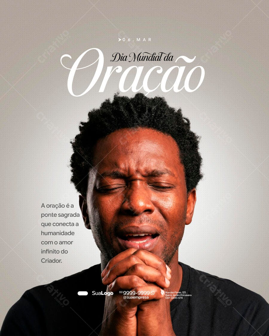 Post Instagram Dia Mundial da Oração Março PSD Editável