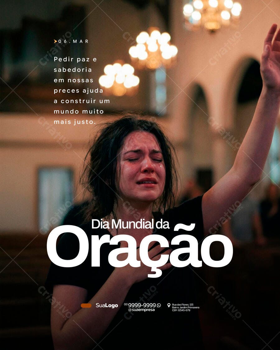 Post Instagram Dia Mundial da Oração PSD Editável