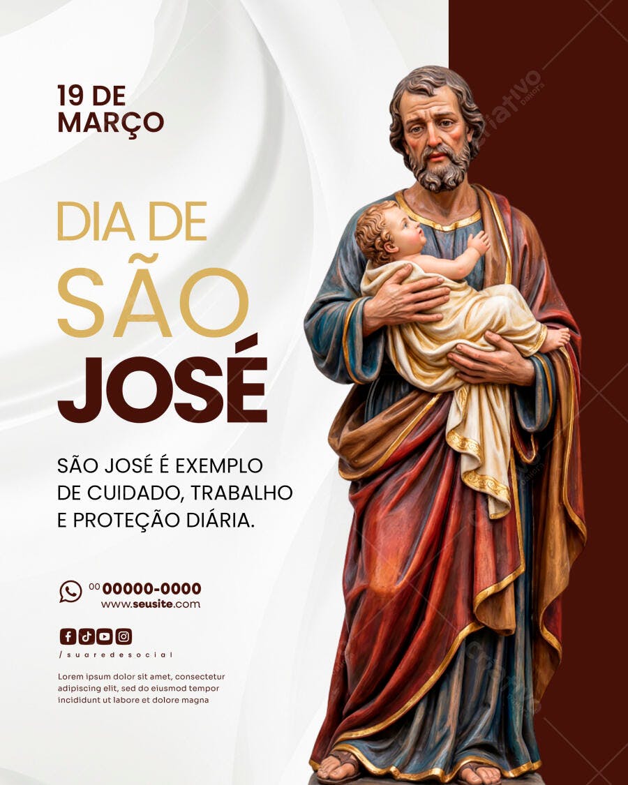 Post Dia de São José 19 de Março PSD Editável
