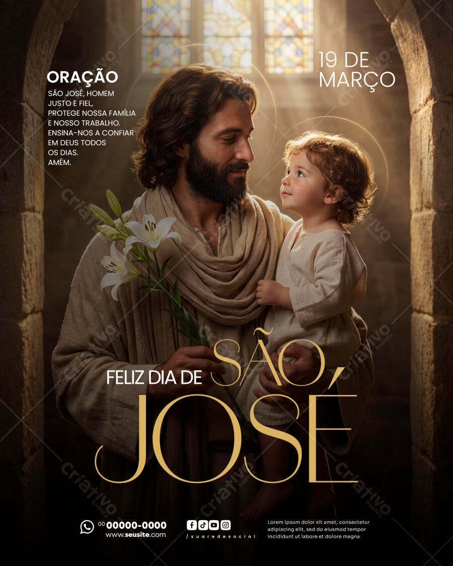Post Instagram Dia de São José 19 de Março PSD Editável