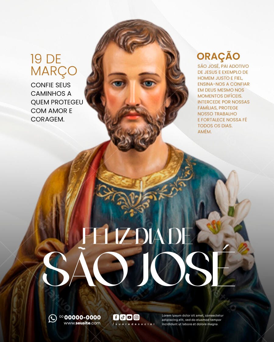 Post Dia de São José 19 de Março PSD Editável