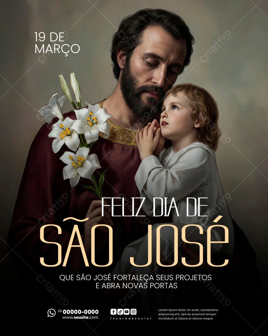 Post Instagram Dia de São José 19 de Março PSD Editável