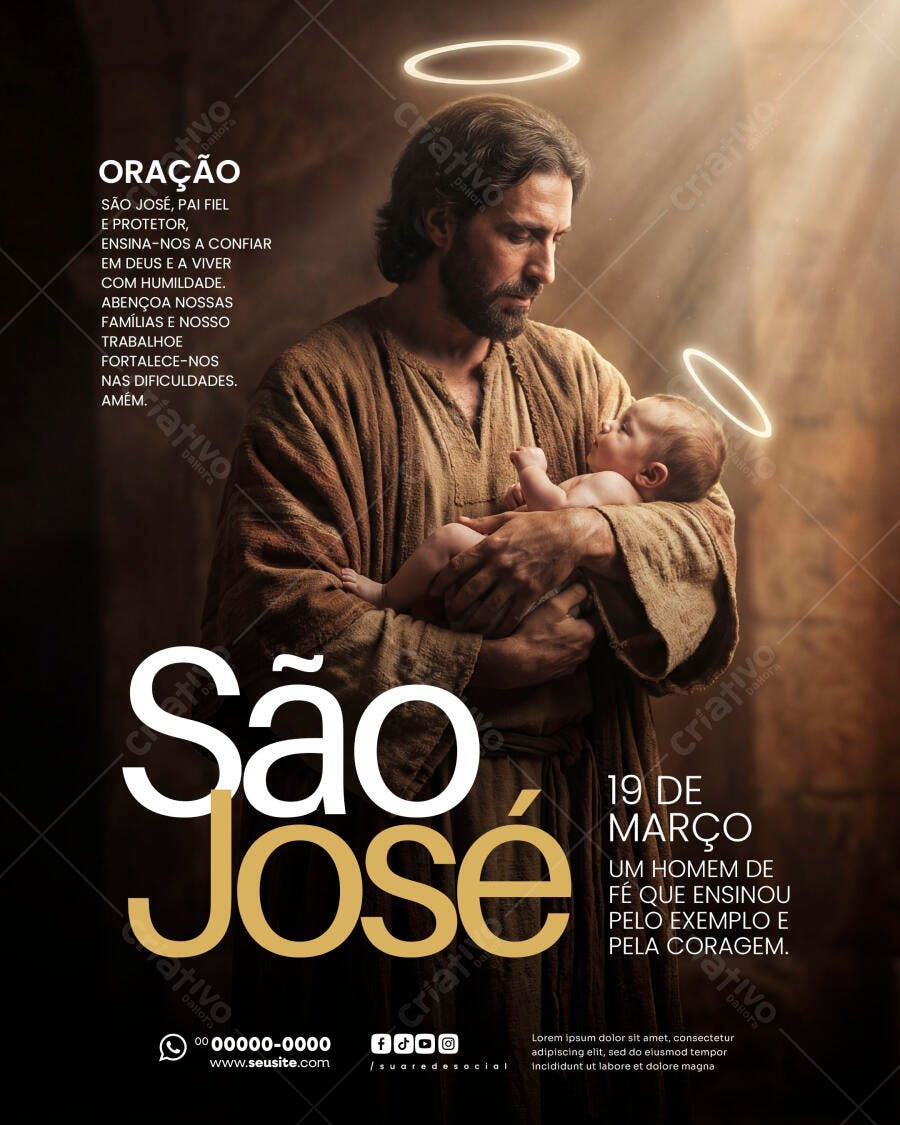 Post Dia de São José 19 de Março PSD Editável