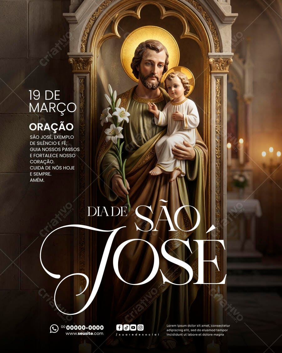 Post Instagram Dia de São José 19 de Março PSD Editável