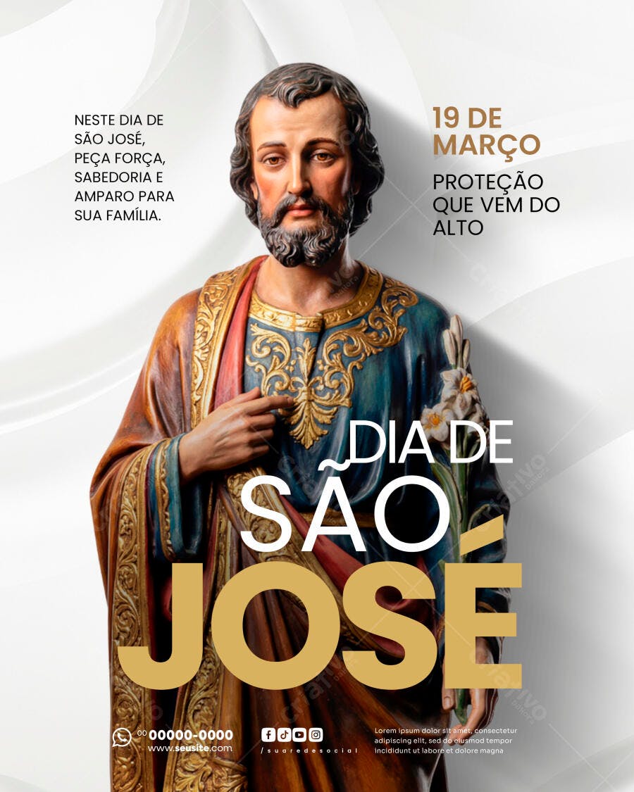 Post Instagram Dia de São José 19 de Março PSD Editável