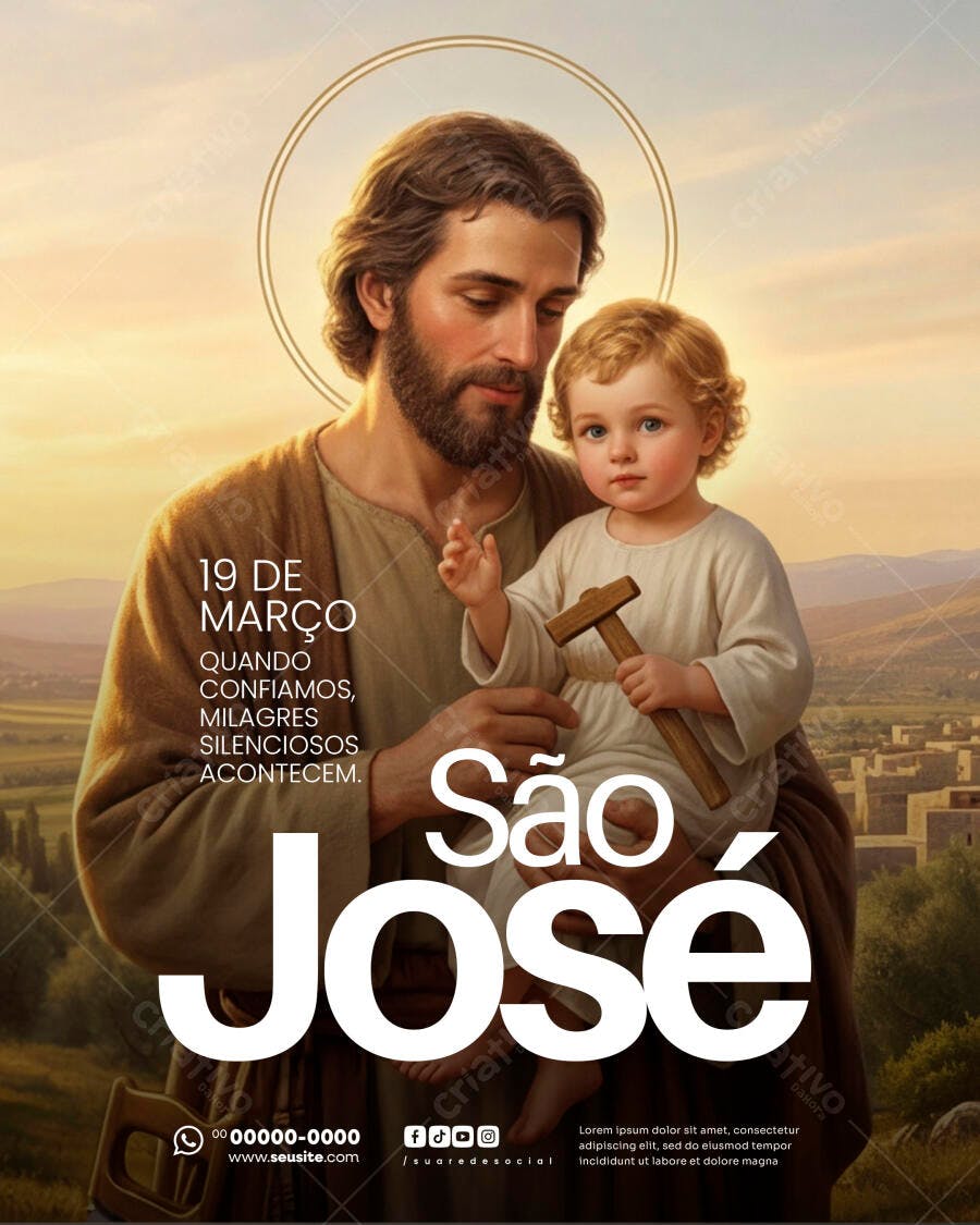 Flyer Dia de São José 19 de Março Católico PSD Editável
