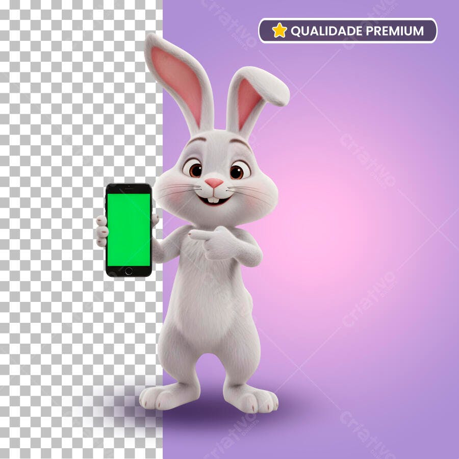 Personagem Ilustrado Coelho Páscoa Celular PNG Fundo Transparente