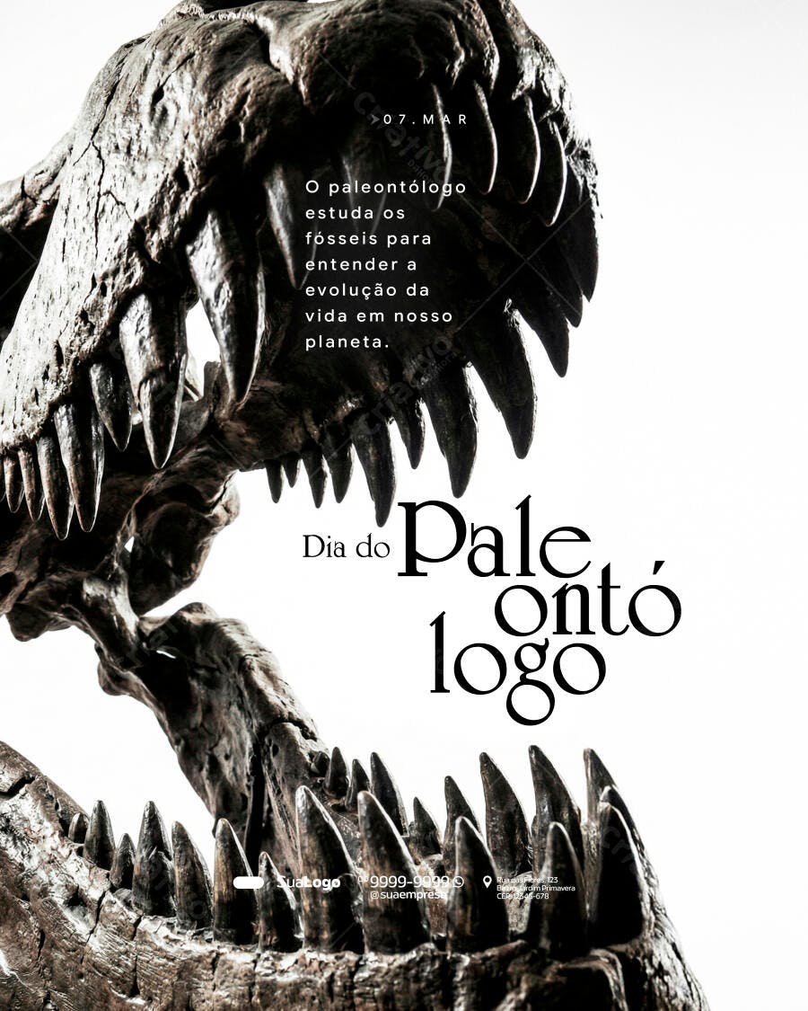 Post Dia do Paleontólogo 07 de Março PSD Editável