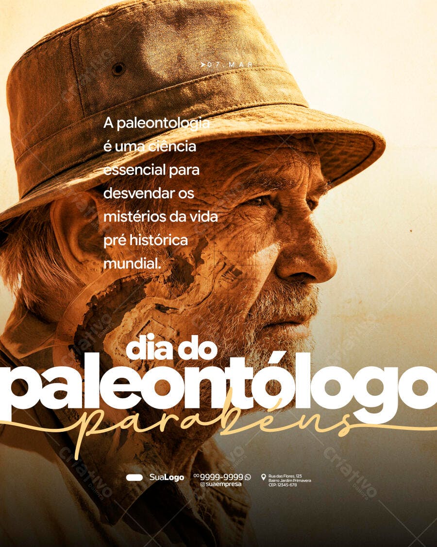 Post Instagram Dia do Paleontólogo PSD Editável