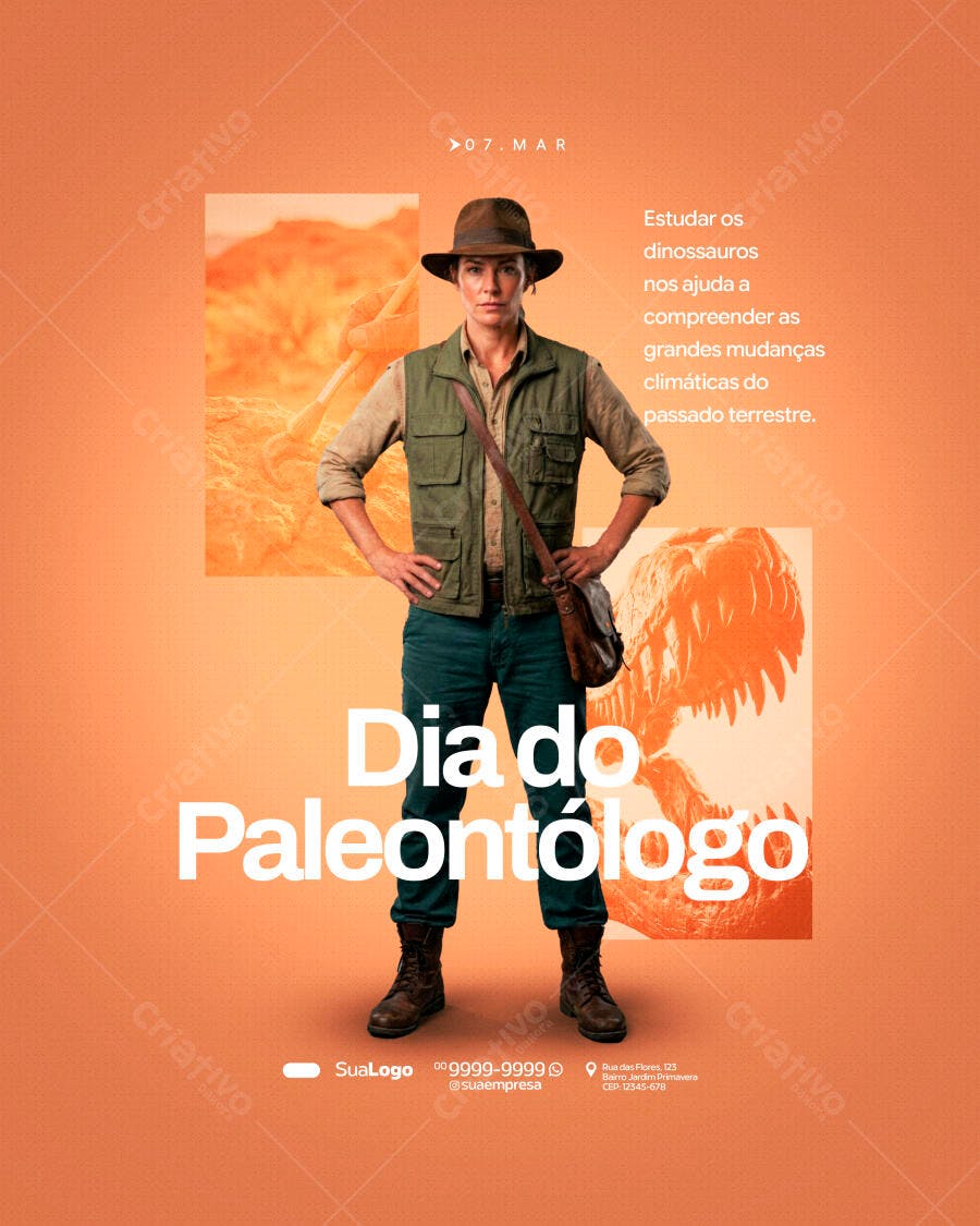 Post Dia do Paleontólogo 07 de Março PSD Editável