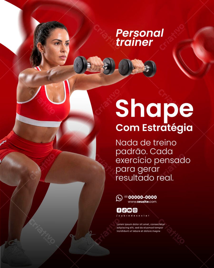 Post Instagram Personal Trainer Academia Fitness PSD Editável