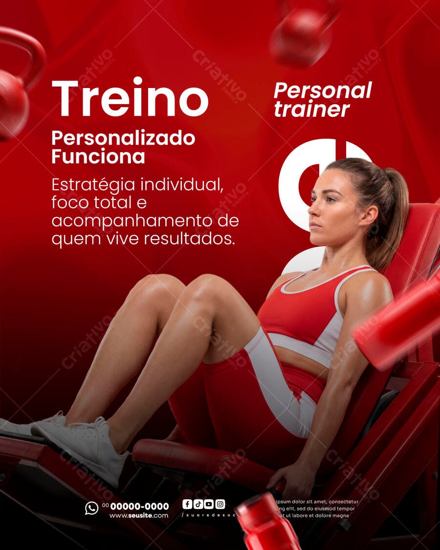 Post Instagram Treino Personalizado Academia Fitness PSD Editável