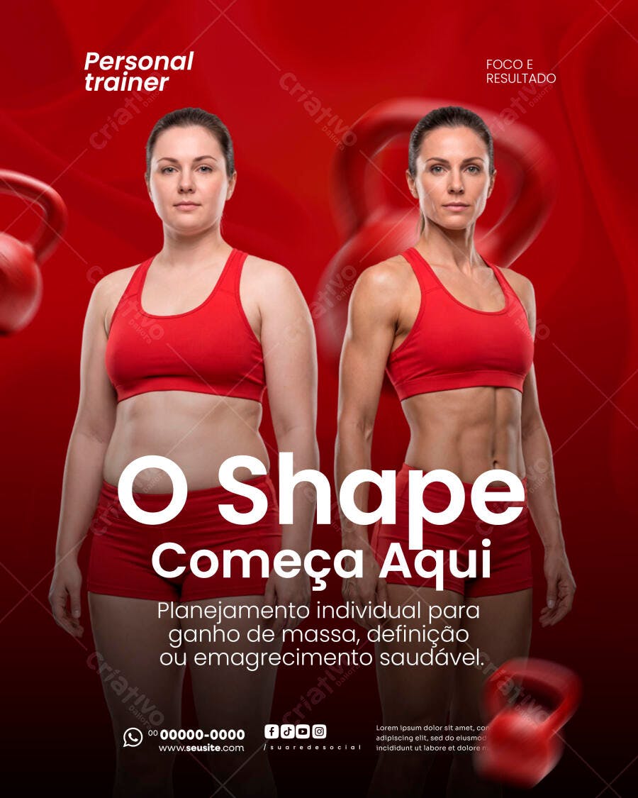 Post Instagram Personal Trainer Academia Fitness PSD Editável