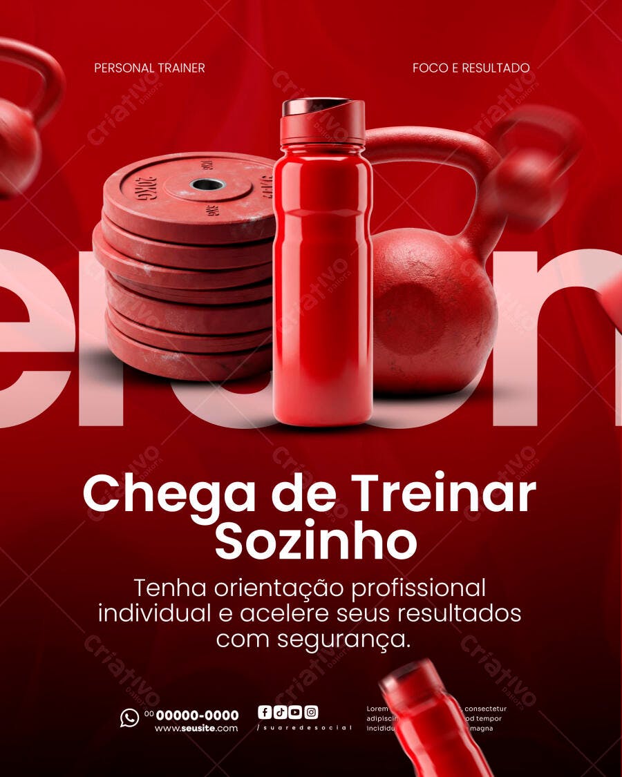 Post Instagram Personal Trainer Academia Fitness PSD Editável