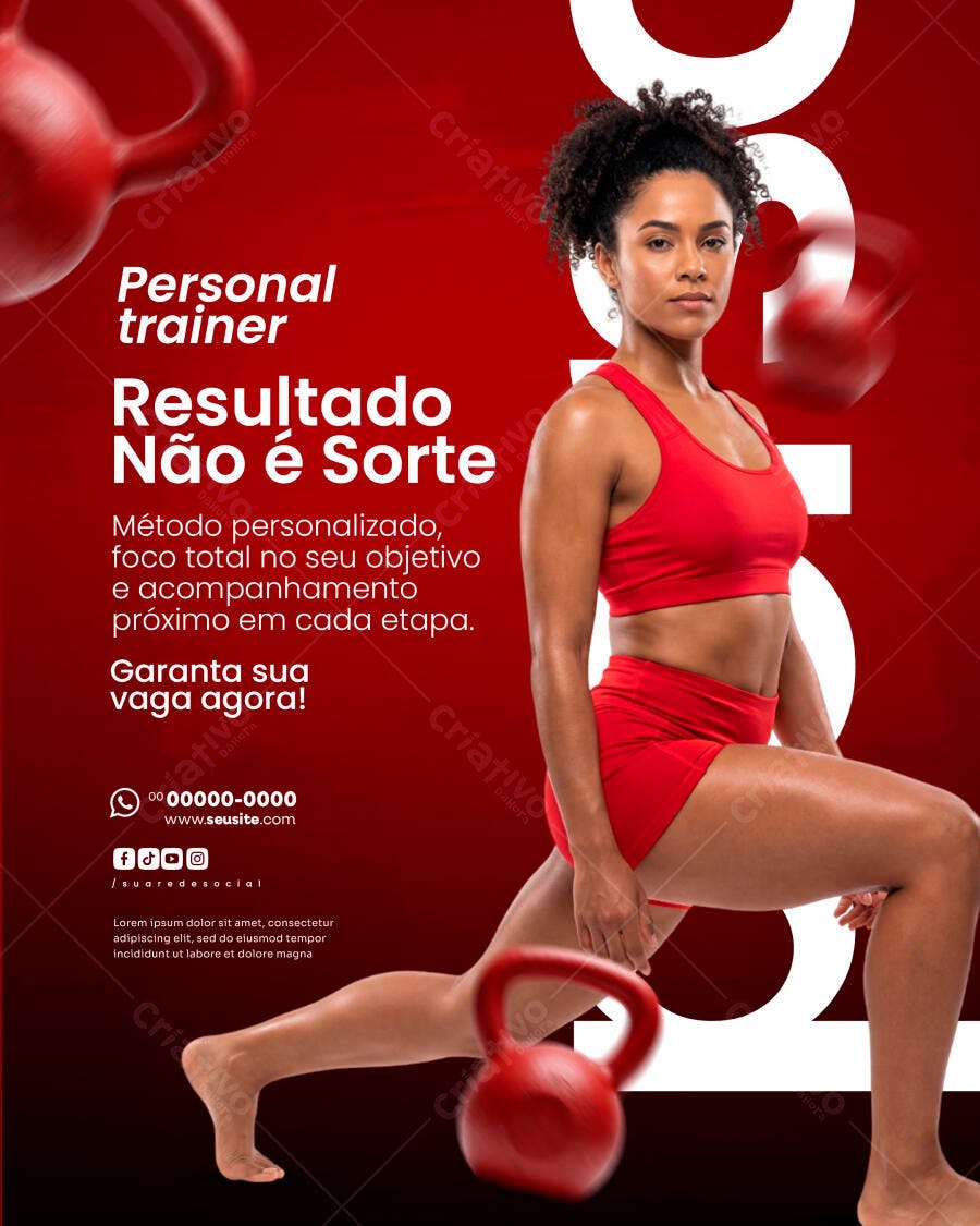 Post Instagram Personal Trainer Academia Fitness PSD Editável