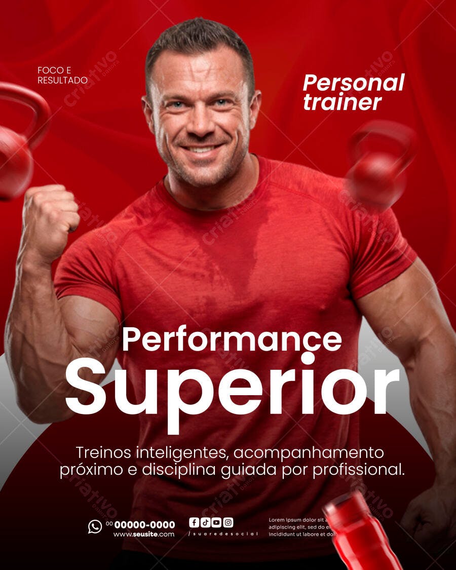 Post Instagram Personal Trainer Academia PSD Editável