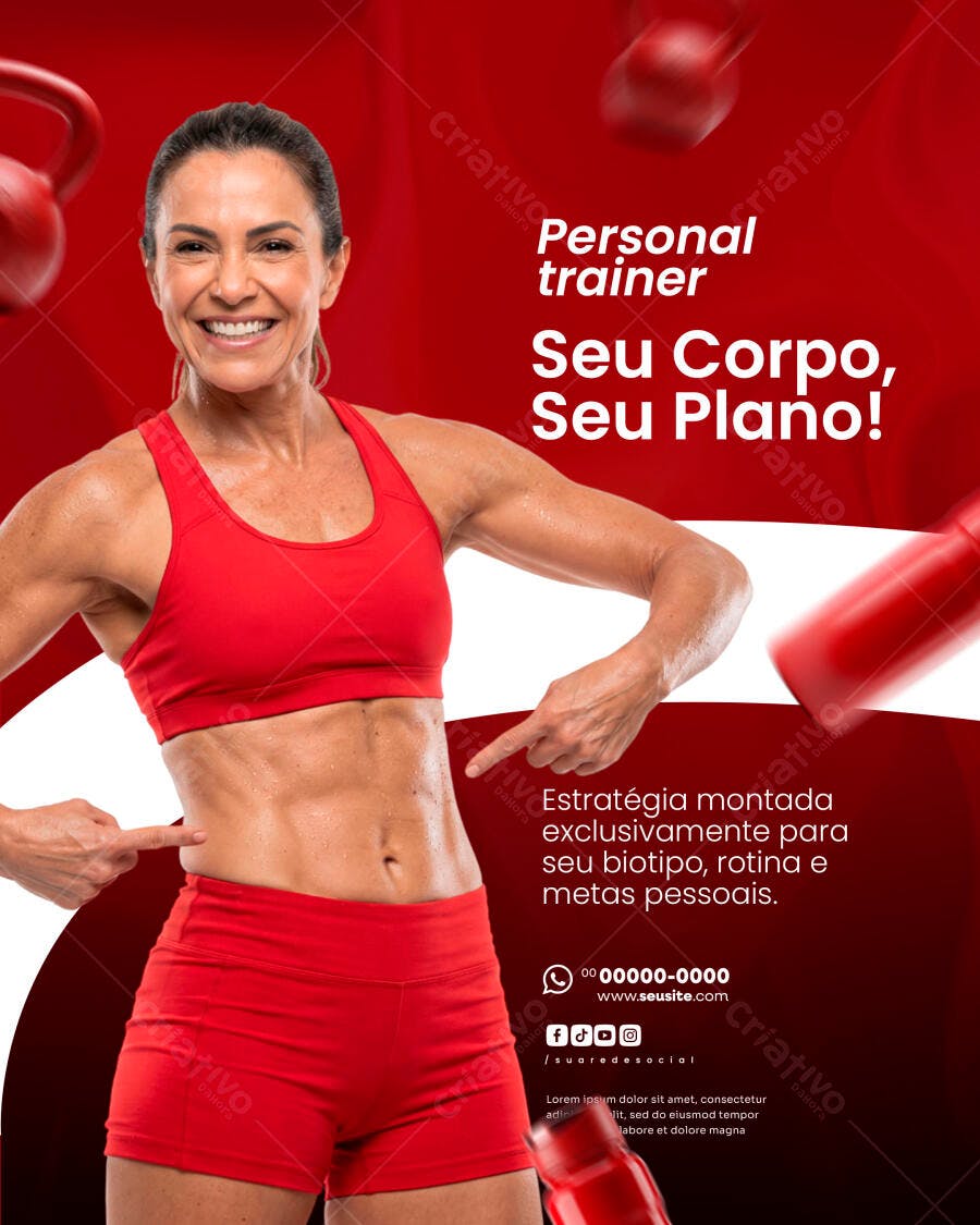 Post Instagram Personal Trainer Fitness PSD Editável