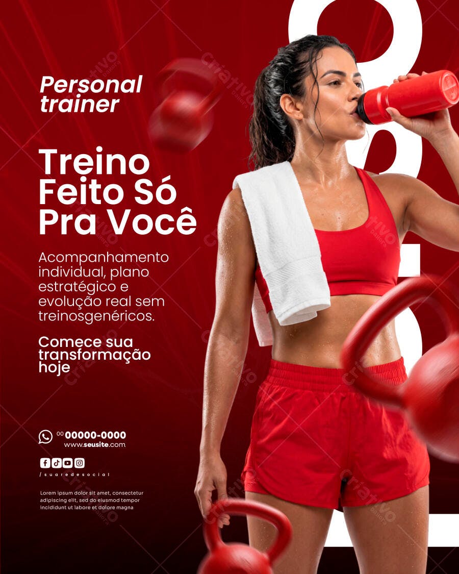 Post Instagram Personal Trainer Fitness PSD Editável