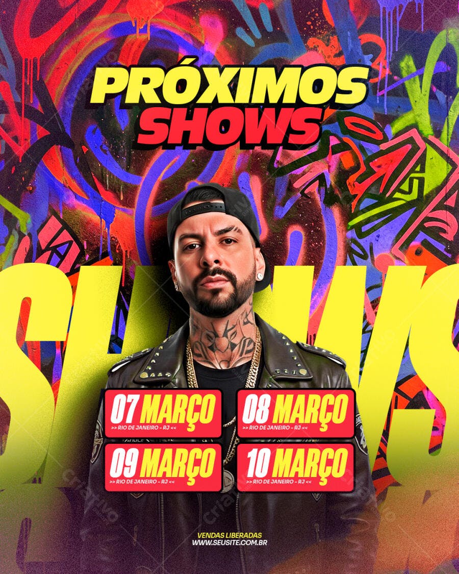 Flyer Próximos Shows Evento Musical PSD Editável