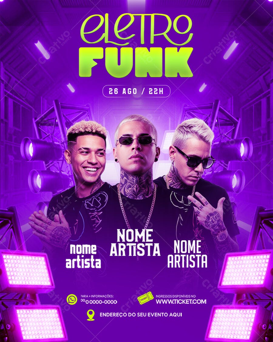 Flyer Eletro Funk Festa Balada PSD Editável