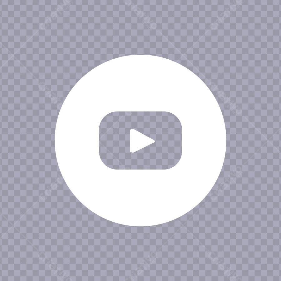 Ícone YouTube Branco Flat Design PNG Fundo Transparente