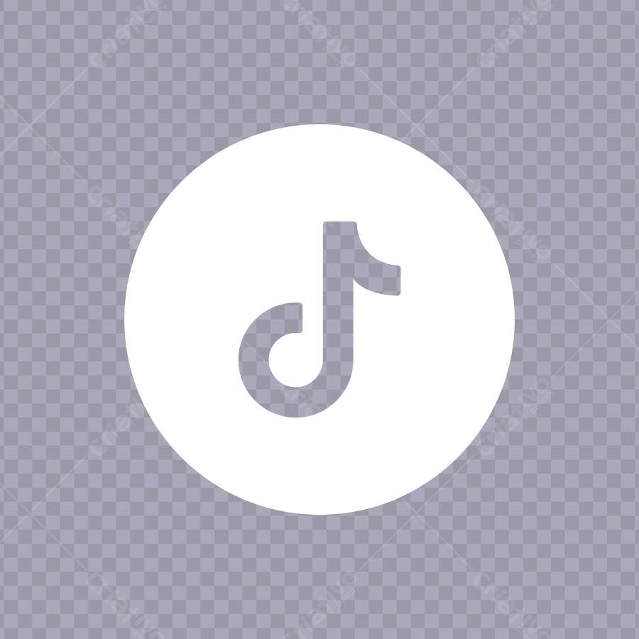 Ícone TikTok Branco Círculo Flat Design PNG Fundo Transparente