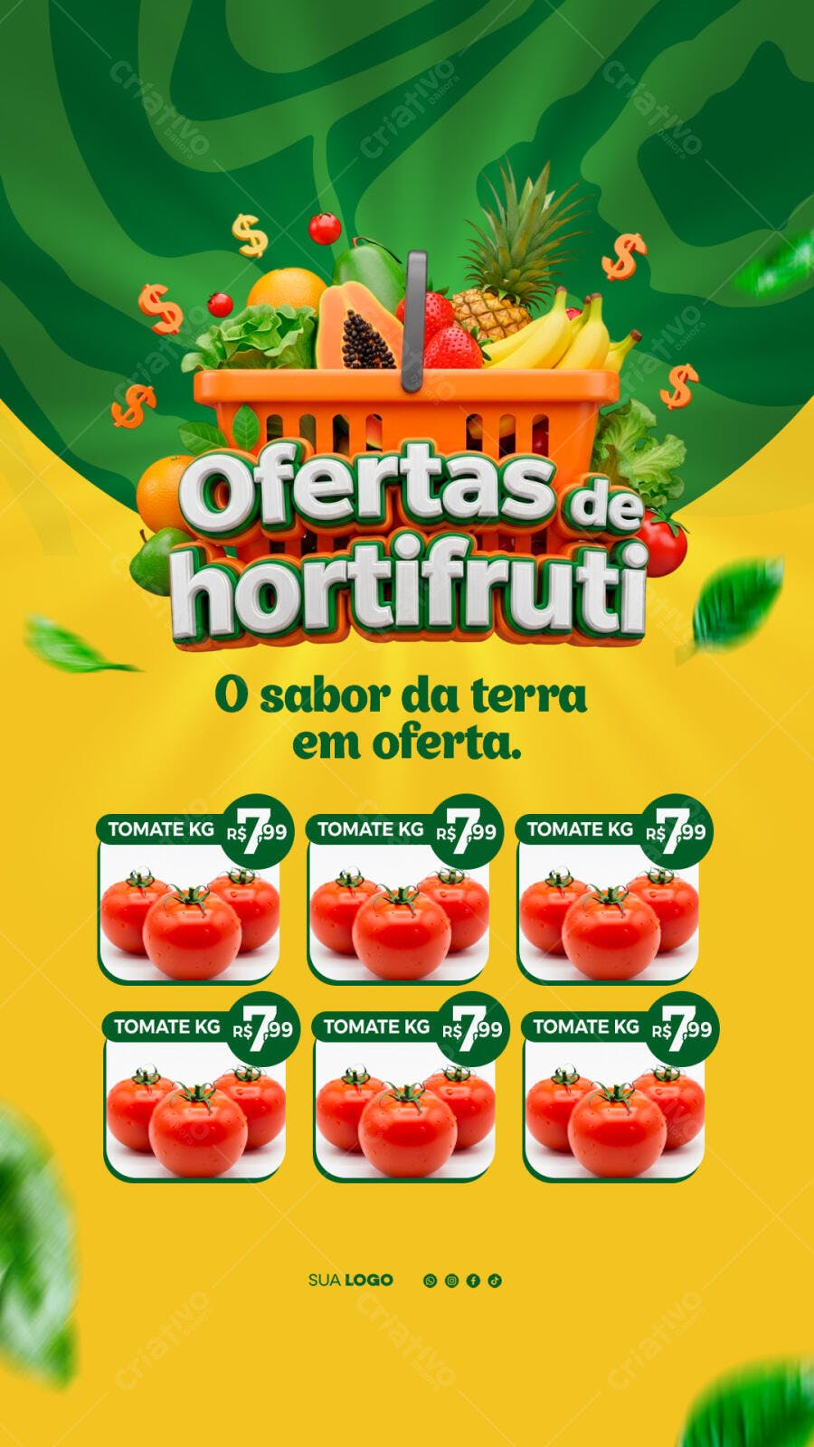 Post Instagram Ofertas Hortifruti PSD Editável
