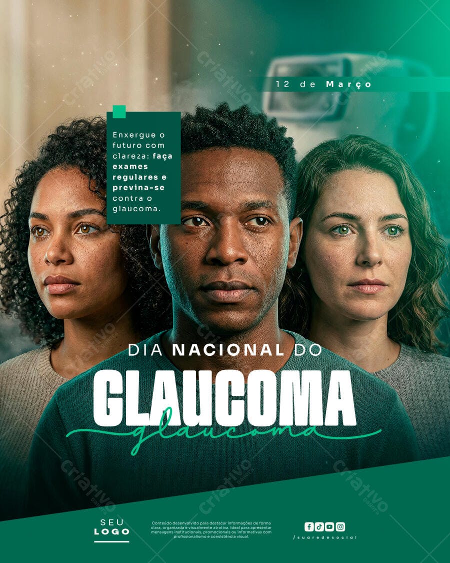 Post Dia Nacional do Glaucoma Saúde PSD Editável