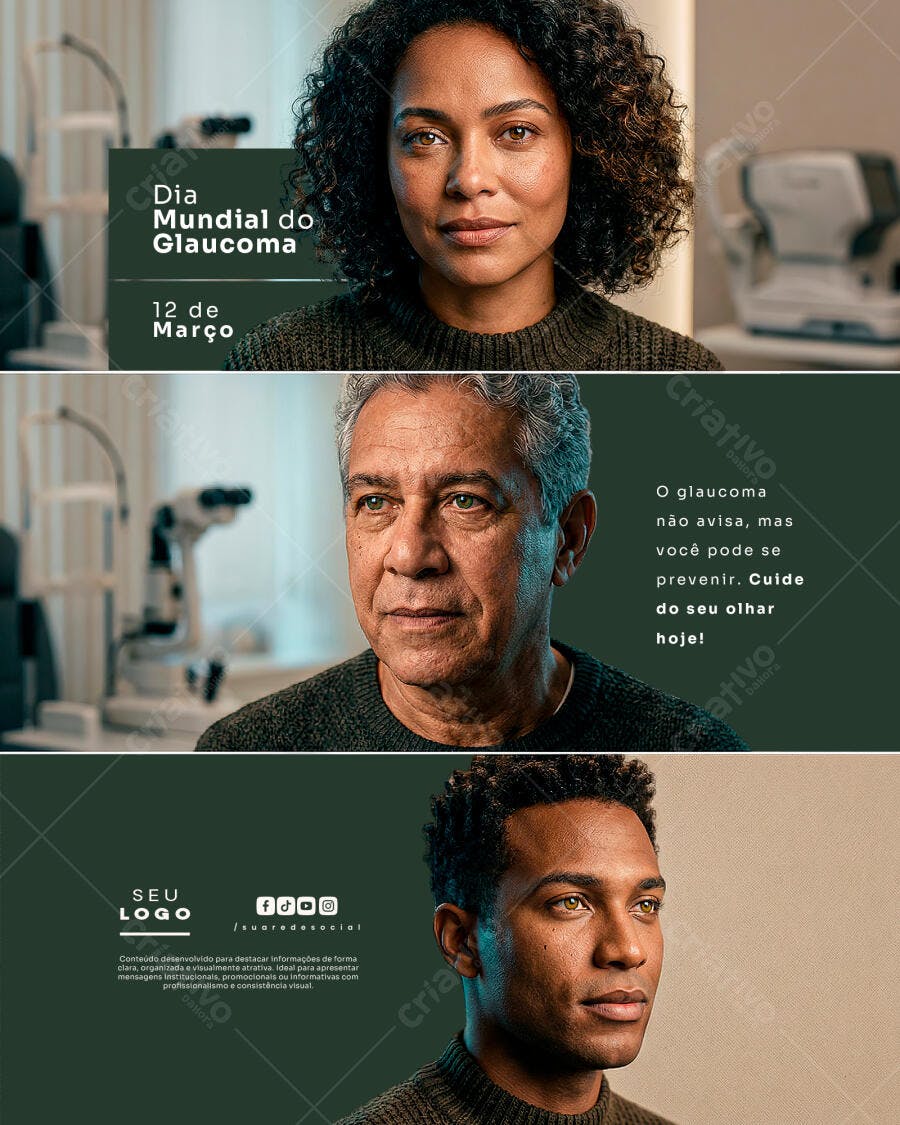 Post Instagram Dia Mundial do Glaucoma Clínica Médica PSD Editável