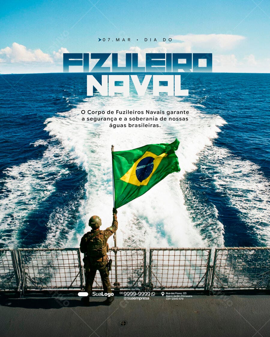 Post Instagram Dia do Fuzileiro Naval PSD Editável