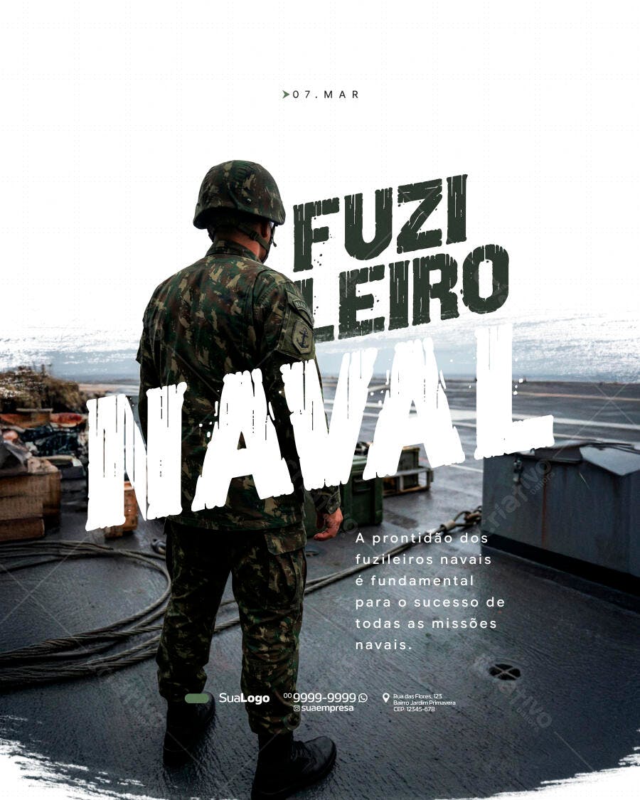 Post Instagram Fuzileiro Naval 07 de Março PSD Editável