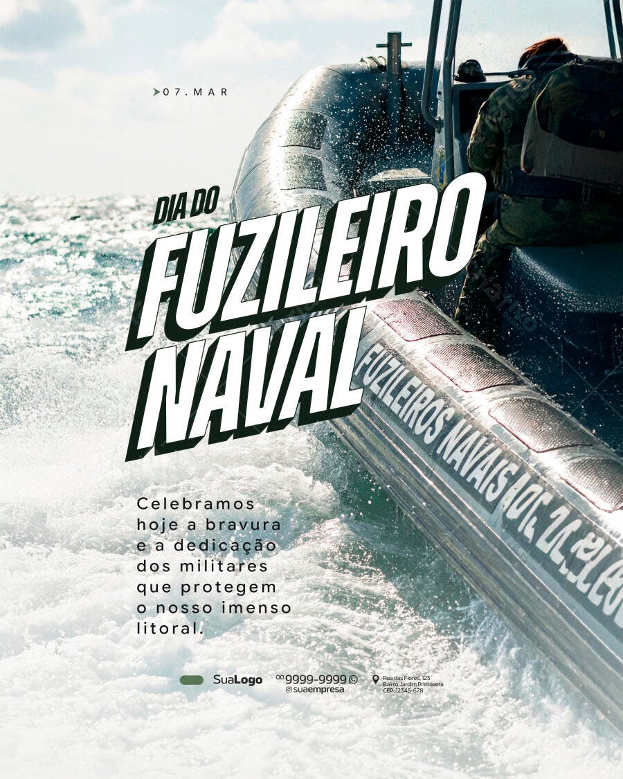 Post Instagram Dia do Fuzileiro Naval 7 de Março PSD Editável