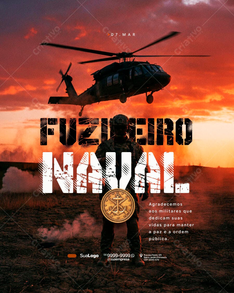 Post Fuzileiro Naval Marinha do Brasil PSD Editável
