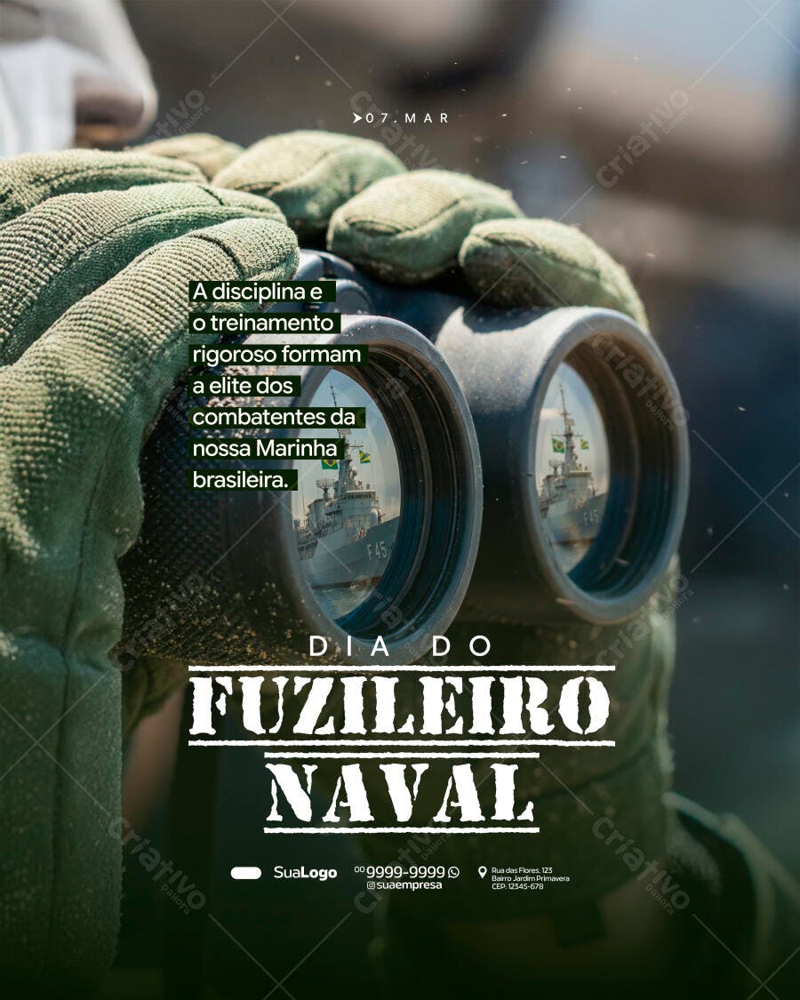 Post Social Media Dia do Fuzileiro Naval Março PSD Editável